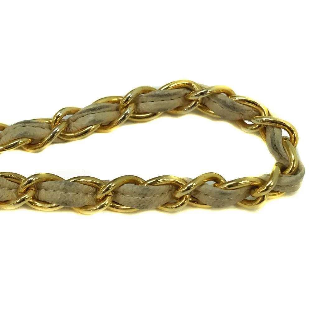 Chanel Beige Bag Chain Gold Metal Fittings